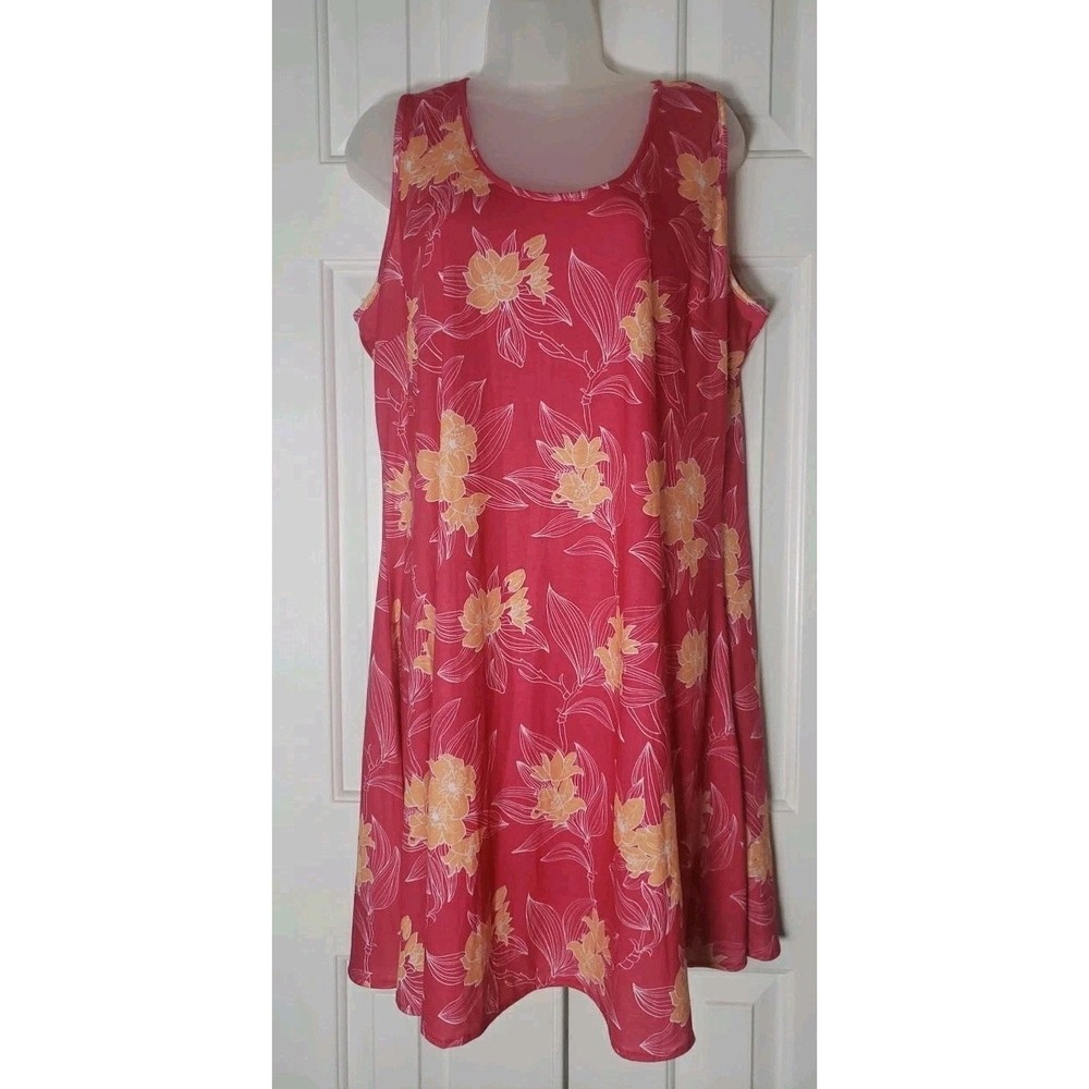 West Loop Tank Dress XL Pink Orange Floral Stretch Knit Knee Length NWOT